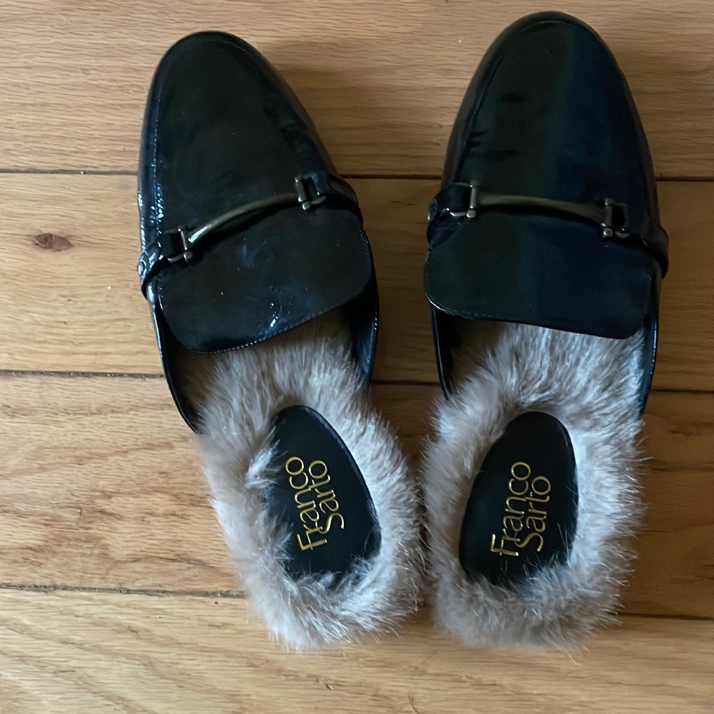 Black Franco sarto slides